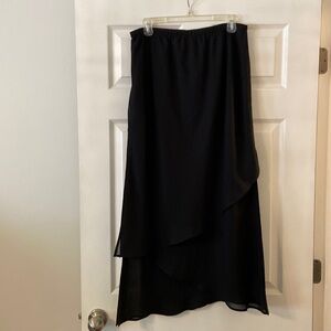 Chicos Design Maxi Skirt size 3 length 36” waist elastic 32” color black  BNWT
